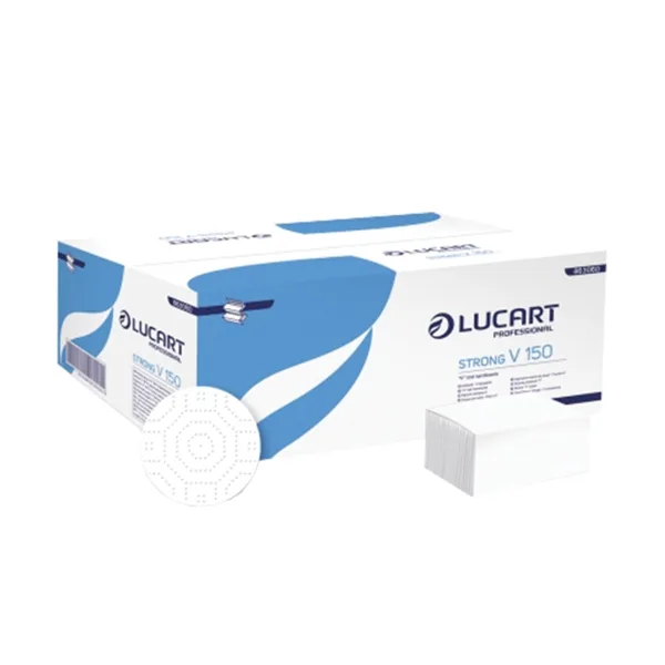 Lucart-strong-V150 Lucart Strong prosop de hârtie pliat în V, alb, 2 straturi, 150 foi