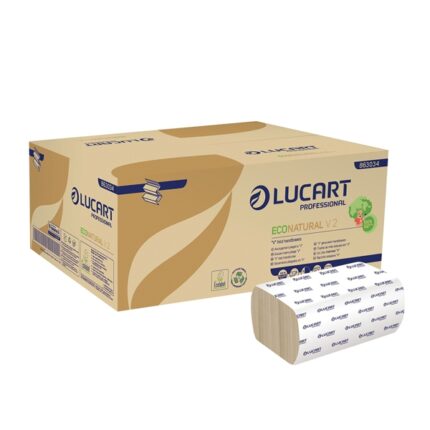 Lucart Econatural prosop de hârtie pliat în V, maro, 2 straturi, 150 foi, celuloza pura